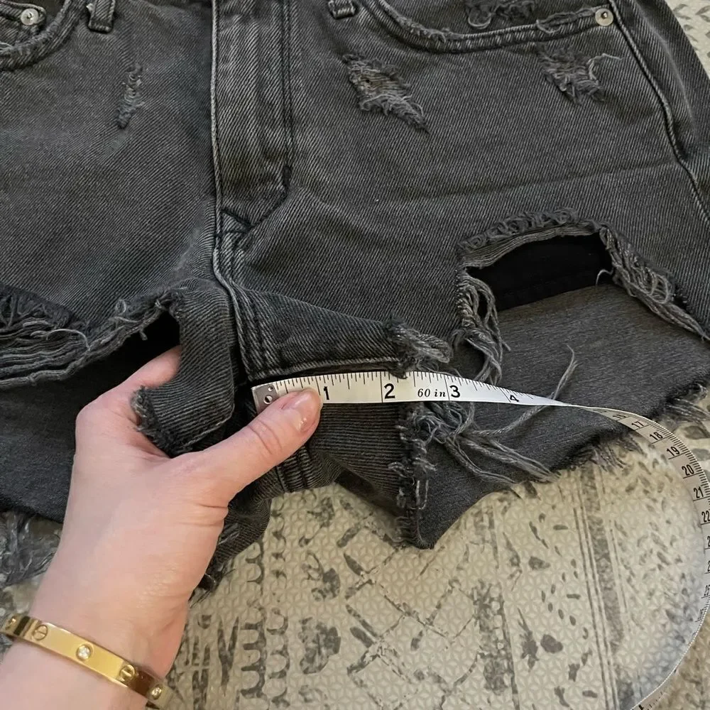Lovers + Friends distressed gray denim‎ shorts 27